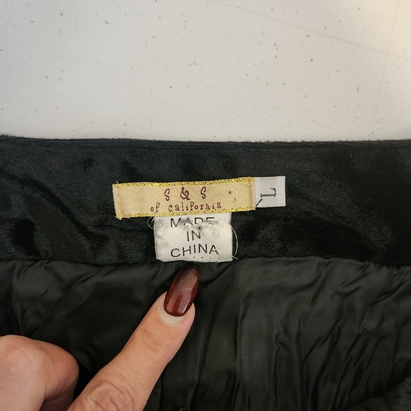 Vintage 90s Black Velvet Sequins Beaded Broomstick Skirt 1990s Whimsigoth Large - Picture 9 of 13